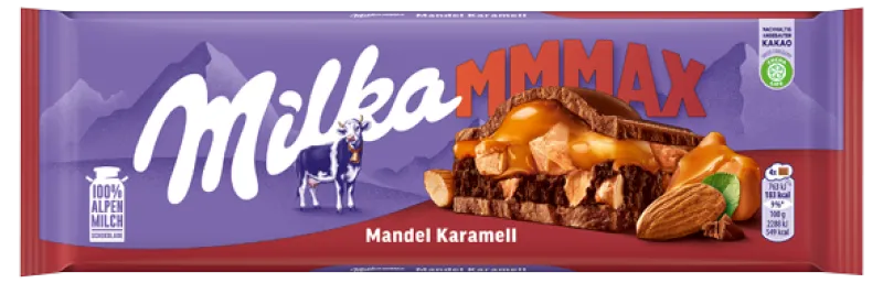 Milka Mmmax Packung von der Sorte Mandel Karamell