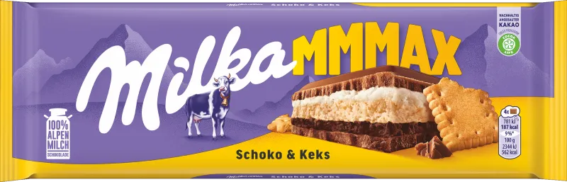 Milka Mmmax Packung von der Sorte Schoko Keks