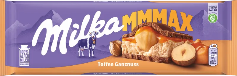 Milka Mmmax Packung von der Sorte Toffee Ganznuss
